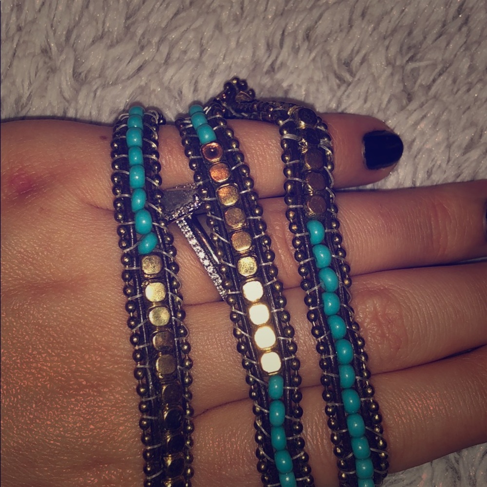 Turquoise and gold wrap bracelet